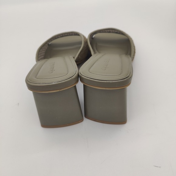 Open Edit Womens Size‎ 11M Olive Green Mesh Block Heel Mules Slides Open Toe - Picture 7 of 10